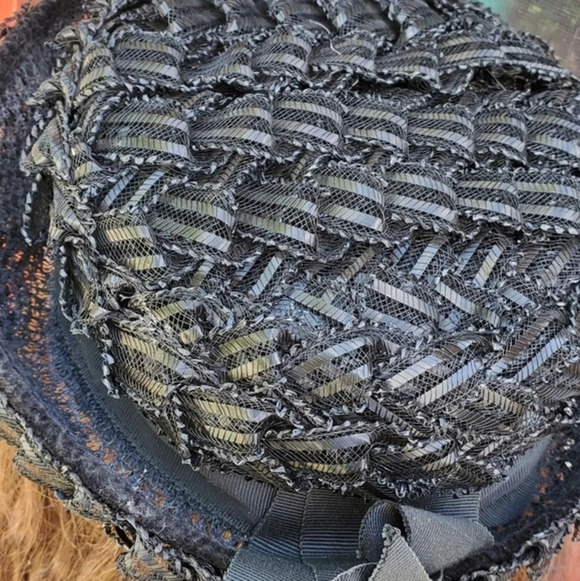 Vintage Black raffia hat - Picture 2 of 9